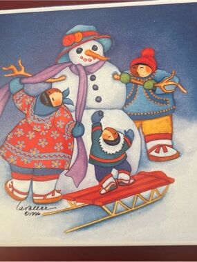6” Tile Trivet "Snowman" by Alaskan artist Barbara Lavallee